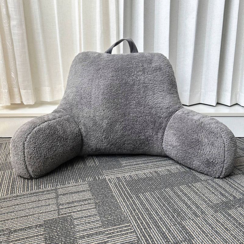 slide 2 of 4, Faux Shearling Bed Rest Pillow Gray - Room Essentials™: Supportive Backrest for Dorm, Hypoallergenic Fill, 1 ct