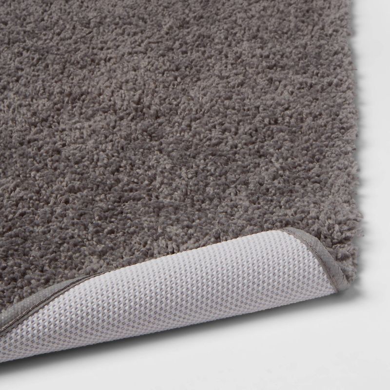 slide 4 of 4, 23"x37" Antimicrobial Bath Rug Dark Gray - Threshold™: Machine Washable, Latex Backed, Tufted Polyester, 1 ct