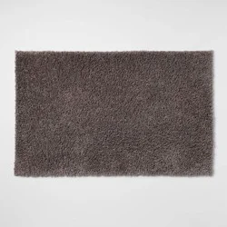 23"x37" Antimicrobial Bath Rug Dark Gray - Threshold™: Machine Washable, Latex Backed, Tufted Polyester