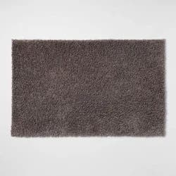 23"x37" Antimicrobial Bath Rug Dark Gray - Threshold™: Machine Washable, Latex Backed, Tufted Polyester