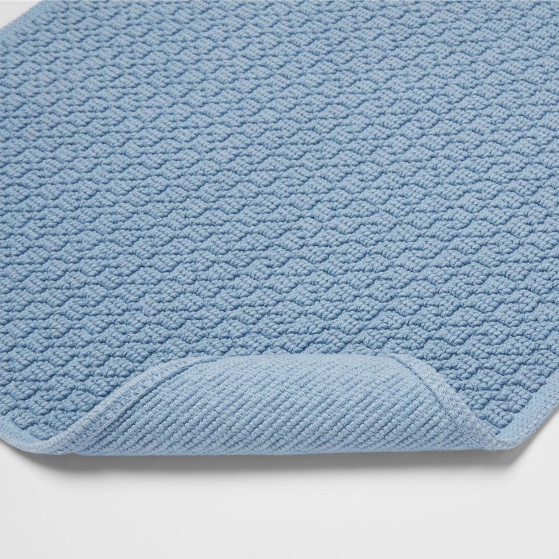 slide 3 of 3, 20"x34" Antimicrobial Bath Rug Blue - Threshold™: Cotton Jacquard, Low Pile, OEKO-TEX Certified, 1 ct