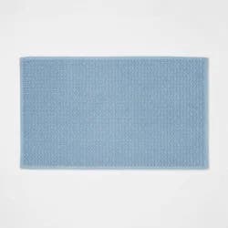20"x34" Antimicrobial Bath Rug Blue - Threshold™: Cotton Jacquard, Low Pile, OEKO-TEX Certified