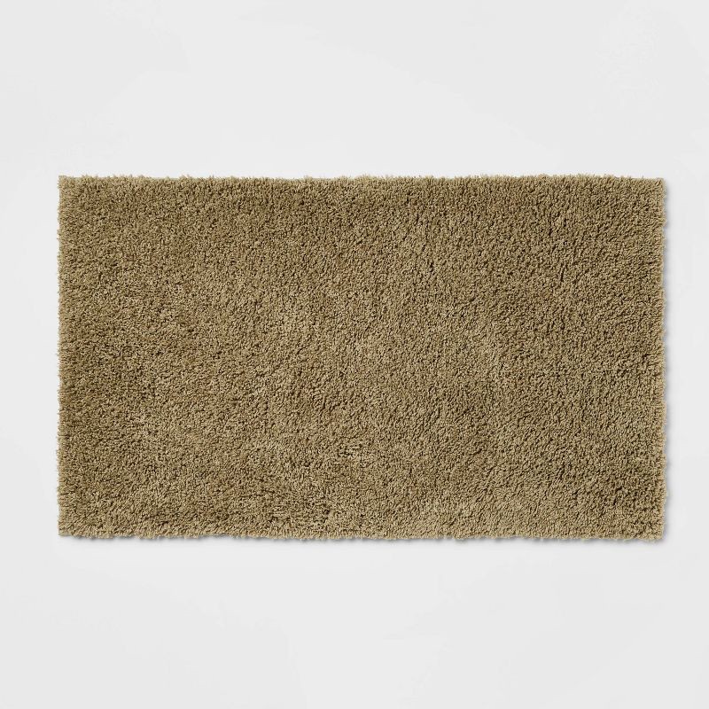 slide 1 of 4, 20"x34" Antimicrobial Bath Rug Olive Green - Threshold™: Machine Washable, Latex Backed, Tufted Polyester, 1 ct