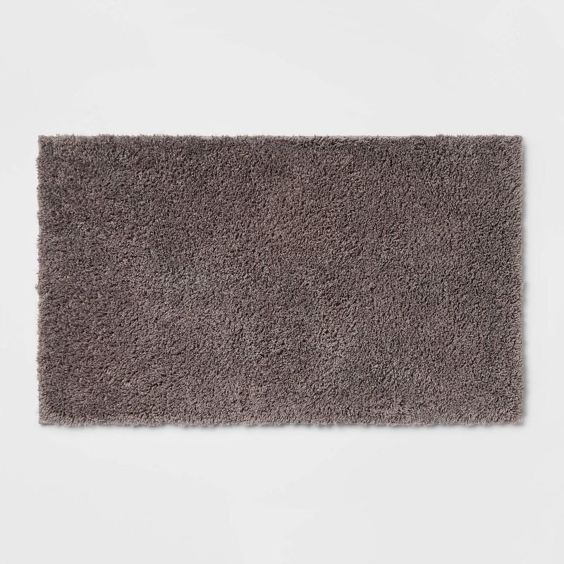 slide 1 of 4, 20"x34" Antimicrobial Bath Rug Dark Gray - Threshold™: Machine Washable, Latex Backed, OEKO-TEX Certified, 1 ct