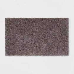20"x34" Antimicrobial Bath Rug Dark Gray - Threshold™: Machine Washable, Latex Backed, OEKO-TEX Certified
