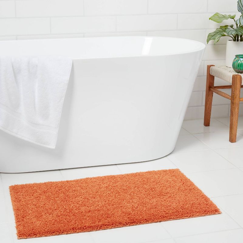 slide 2 of 4, 20"x34" Antimicrobial Bath Rug Orange - Threshold™: Machine Washable, Latex Backed, Tufted Polyester, 1 ct