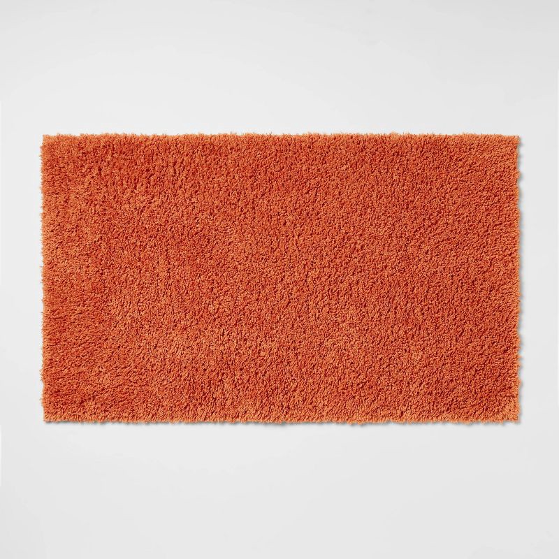 slide 1 of 4, 20"x34" Antimicrobial Bath Rug Orange - Threshold™: Machine Washable, Latex Backed, Tufted Polyester, 1 ct