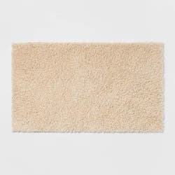 20"x34" Antimicrobial Bath Rug Tan - Threshold™: Machine Washable, Latex Backed, Tufted Polyester, OEKO-TEX Certified