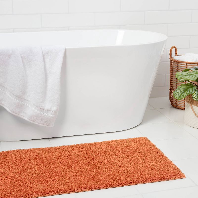slide 2 of 4, 22"x60" Antimicrobial Bath Runner Orange - Threshold™: Machine Washable, Tufted Polyester, Latex Backing, 1 ct