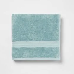 Total Fresh Antimicrobial Bath Towel Aqua - Threshold™: 100% Cotton, Low Lint, Machine Washable, Terry Cloth