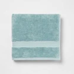 Total Fresh Antimicrobial Bath Towel Aqua - Threshold™: 100% Cotton, Low Lint, Machine Washable, Terry Cloth