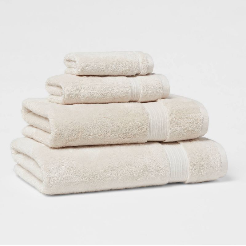 slide 4 of 5, Total Fresh Antimicrobial Oversized Bath Towel Tan - Threshold™: 100% Cotton, Low Lint, Heavyweight Bath Sheet, 1 ct