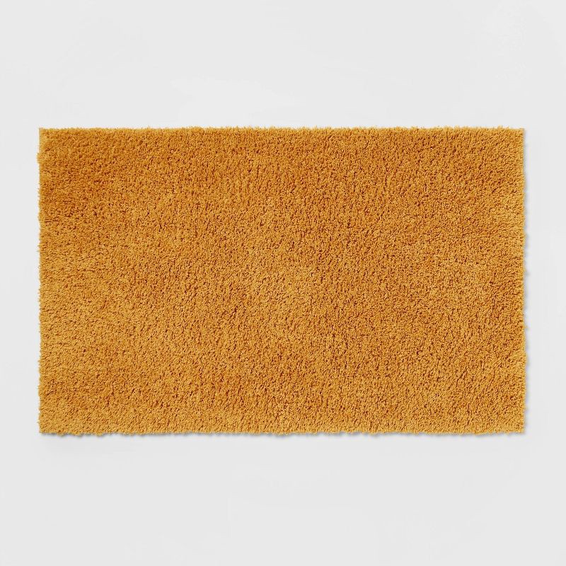 slide 1 of 4, 23"x37" Antimicrobial Bath Rug Gold - Threshold™: Machine Washable, Latex Backed, Tufted Polyester, 1 ct
