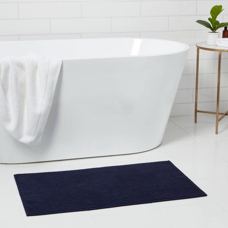 slide 2 of 3, 20"x34" Antimicrobial Bath Rug Navy - Threshold™, 1 ct