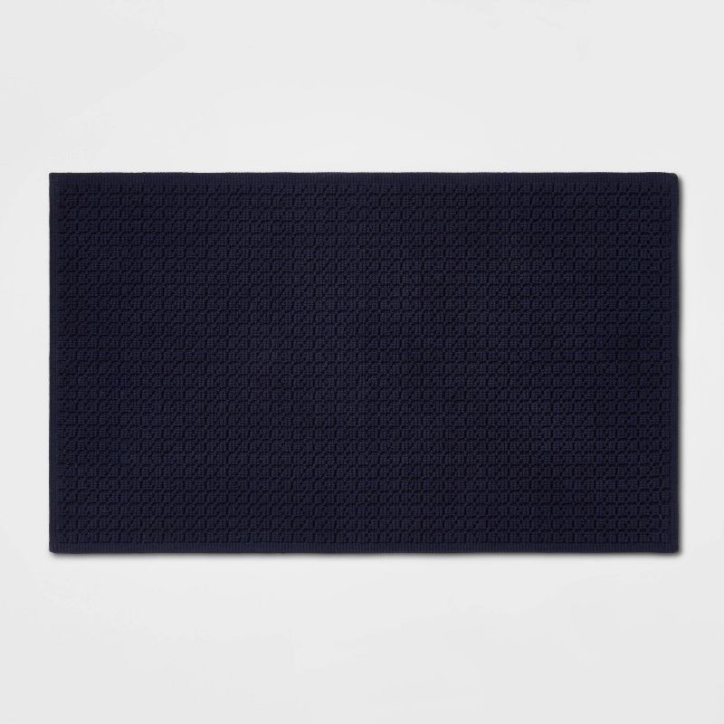 slide 1 of 3, 20"x34" Antimicrobial Bath Rug Navy - Threshold™, 1 ct