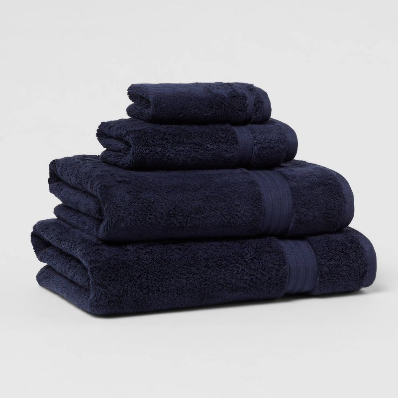 slide 4 of 5, Total Fresh Antimicrobial Bath Towel Navy - Threshold™: 100% Cotton, Low Lint, Machine Washable, 550 GSM, 1 ct