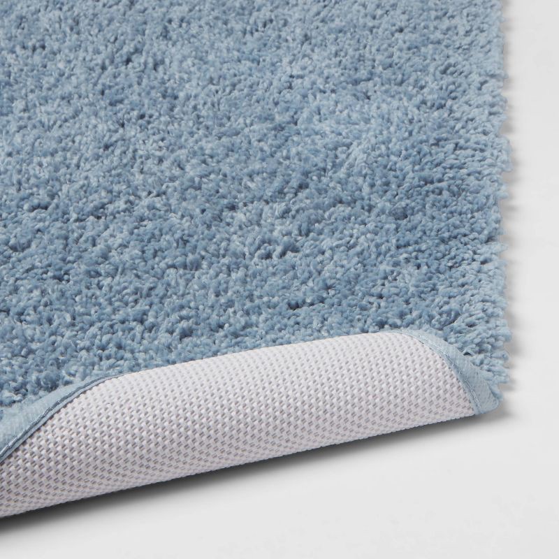 slide 4 of 4, 20"x34" Antimicrobial Bath Rug Blue - Threshold™: Machine Washable, Latex Backed, Tufted Polyester, 1 ct