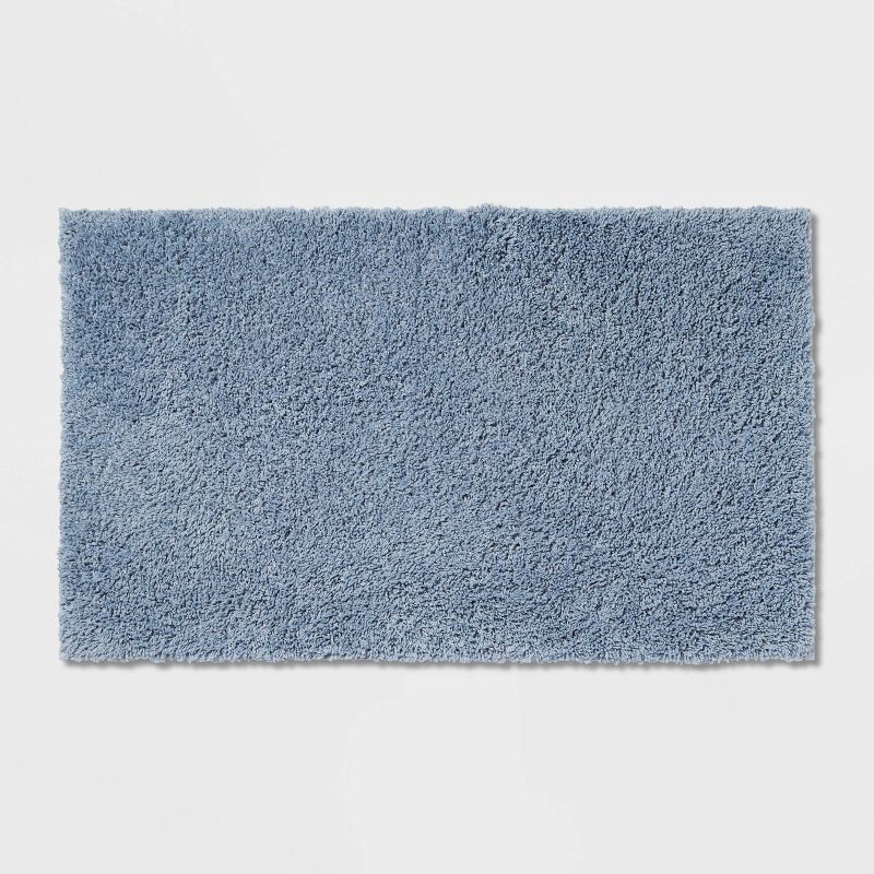 slide 1 of 4, 20"x34" Antimicrobial Bath Rug Blue - Threshold™: Machine Washable, Latex Backed, Tufted Polyester, 1 ct