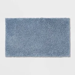 20"x34" Antimicrobial Bath Rug Blue - Threshold™: Machine Washable, Latex Backed, Tufted Polyester