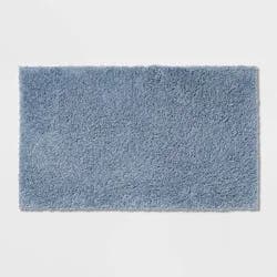20"x34" Antimicrobial Bath Rug Blue - Threshold™: Machine Washable, Latex Backed, Tufted Polyester