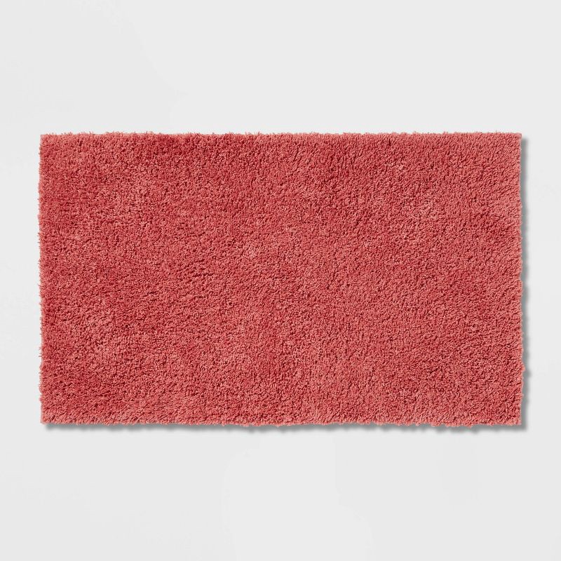 slide 1 of 4, 20"x34" Antimicrobial Bath Rug Rose Pink - Threshold™: Machine Washable, Latex Backed, OEKO-TEX Certified, 1 ct