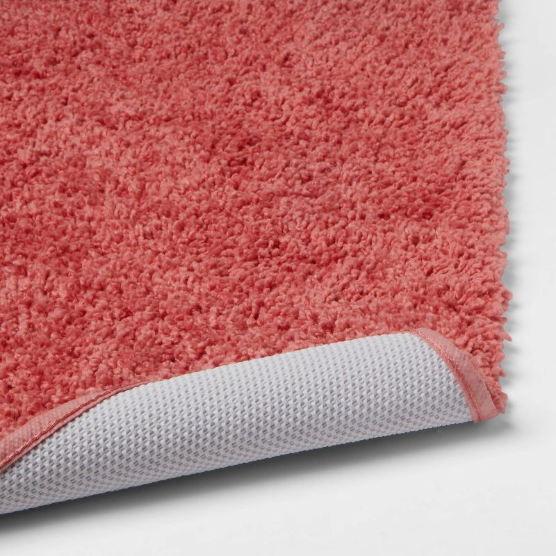 slide 4 of 4, 20"x34" Antimicrobial Bath Rug Rose Pink - Threshold™: Machine Washable, Latex Backed, OEKO-TEX Certified, 1 ct