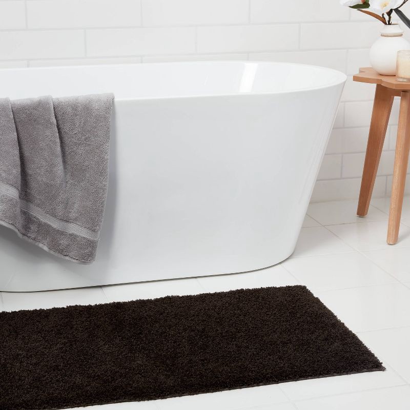 slide 2 of 4, 22"x60" Antimicrobial Bath Runner Washed Black - Threshold™: Machine Washable, Latex Backed, OEKO-TEX Certified, 1 ct