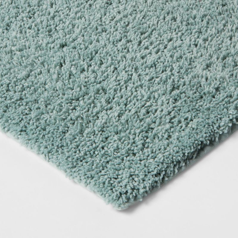 slide 3 of 4, 20"x34" Antimicrobial Bath Rug Aqua - Threshold™: Machine Washable, Latex Backed, Tufted Polyester, 1 ct