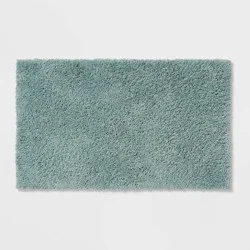 20"x34" Antimicrobial Bath Rug Aqua - Threshold™: Machine Washable, Latex Backed, Tufted Polyester