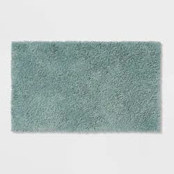 20"x34" Antimicrobial Bath Rug Aqua - Threshold™: Machine Washable, Latex Backed, Tufted Polyester