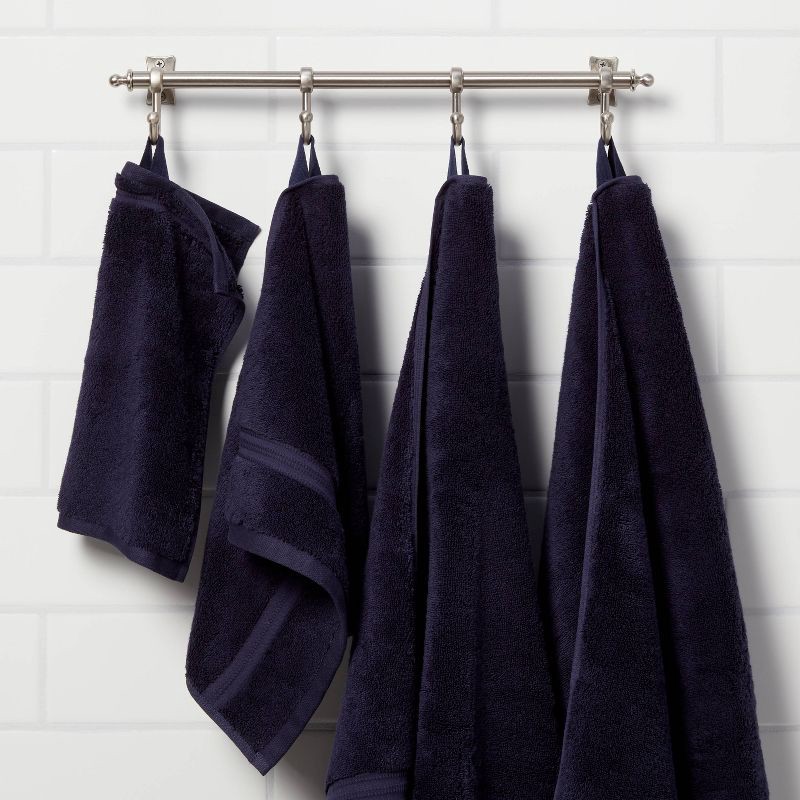 slide 2 of 5, Total Fresh Antimicrobial Oversized Bath Towel Navy - Threshold™: 100% Cotton, Low Lint, Machine Washable, 1 ct