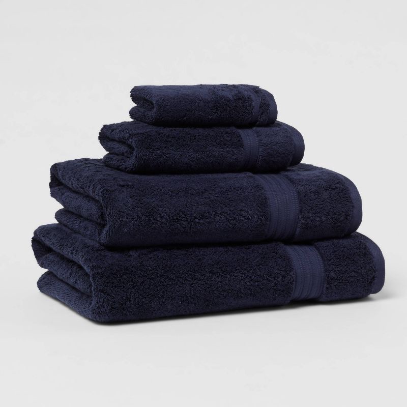slide 4 of 5, Total Fresh Antimicrobial Oversized Bath Towel Navy - Threshold™: 100% Cotton, Low Lint, Machine Washable, 1 ct