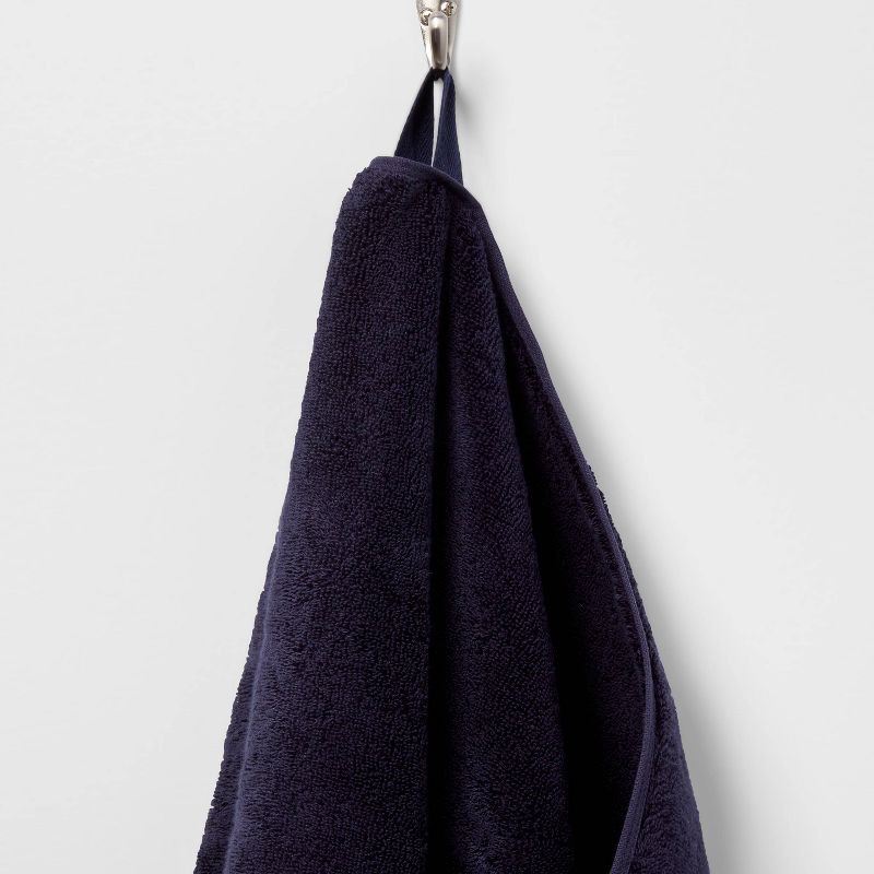 slide 5 of 5, Total Fresh Antimicrobial Oversized Bath Towel Navy - Threshold™: 100% Cotton, Low Lint, Machine Washable, 1 ct