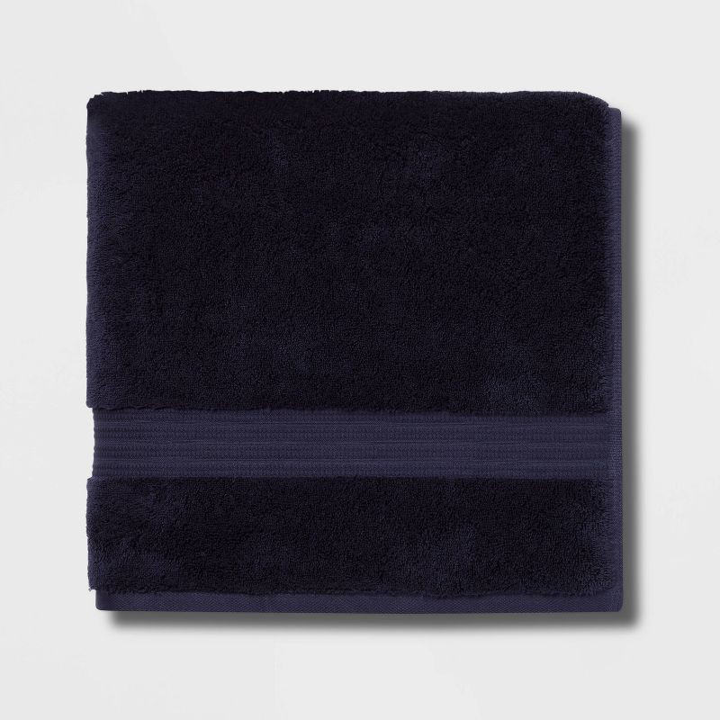 slide 1 of 5, Total Fresh Antimicrobial Oversized Bath Towel Navy - Threshold™: 100% Cotton, Low Lint, Machine Washable, 1 ct