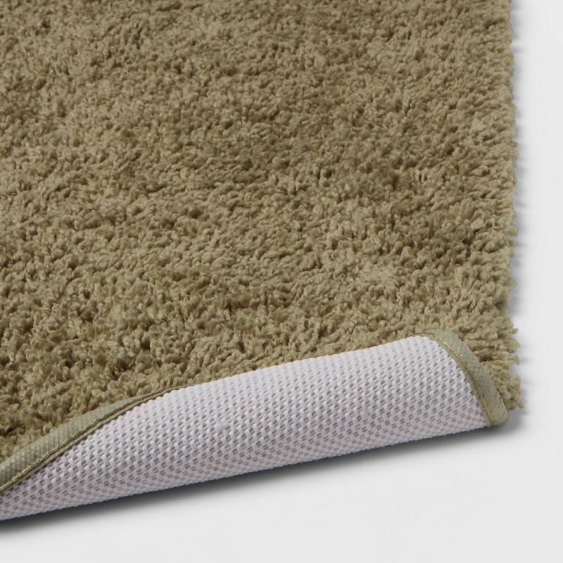 slide 4 of 4, 23"x37" Antimicrobial Bath Rug Olive Green - Threshold™: Machine Washable, Latex Backed, Tufted Polyester, 1 ct