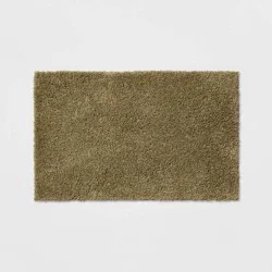 23"x37" Antimicrobial Bath Rug Olive Green - Threshold™: Machine Washable, Latex Backed, Tufted Polyester