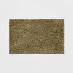 23"x37" Antimicrobial Bath Rug Olive Green - Threshold™: Machine Washable, Latex Backed, Tufted Polyester
