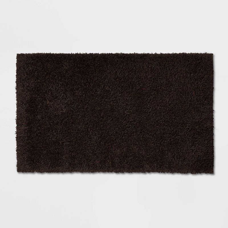 slide 1 of 4, 20"x34" Antimicrobial Bath Rug Washed Black - Threshold™: Machine Washable, Latex Backing, OEKO-TEX Certified, 1 ct