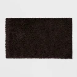 20"x34" Antimicrobial Bath Rug Washed Black - Threshold™: Machine Washable, Latex Backing, OEKO-TEX Certified
