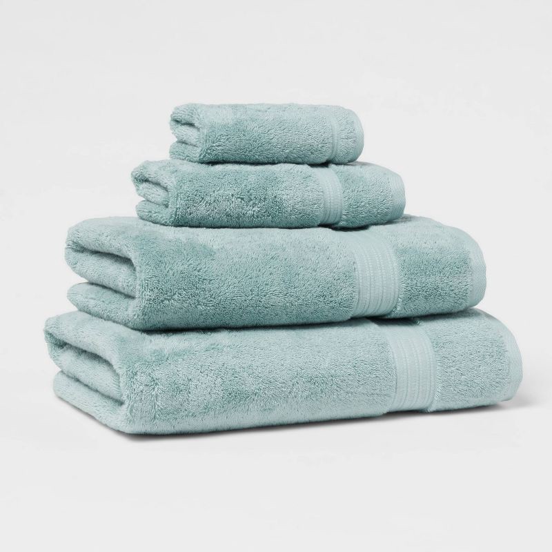 slide 4 of 5, Total Fresh Antimicrobial Oversized Bath Towel Aqua - Threshold™: 100% Cotton, Low Lint, Machine Washable, 1 ct