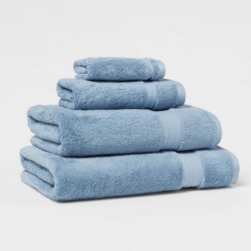 slide 4 of 5, Total Fresh Antimicrobial Oversized Bath Towel Blue - Threshold™: 100% Cotton, Low Lint, Machine Washable, 1 ct