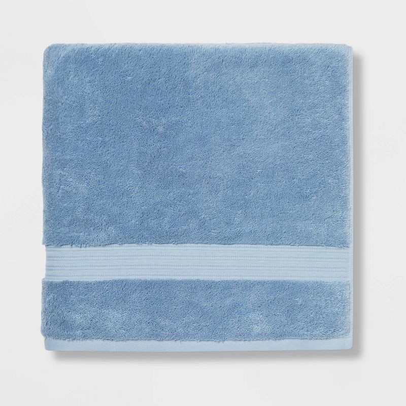 slide 1 of 5, Total Fresh Antimicrobial Oversized Bath Towel Blue - Threshold™: 100% Cotton, Low Lint, Machine Washable, 1 ct