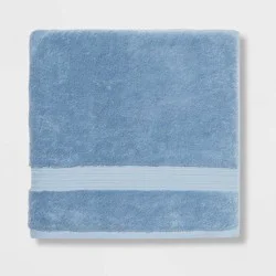 Total Fresh Antimicrobial Oversized Bath Towel Blue - Threshold™: 100% Cotton, Low Lint, Machine Washable