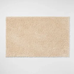 23"x37" Antimicrobial Bath Rug Tan - Threshold™: Machine Washable, Latex Backed, Tufted Polyester