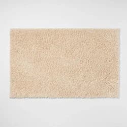 23"x37" Antimicrobial Bath Rug Tan - Threshold™: Machine Washable, Latex Backed, Tufted Polyester