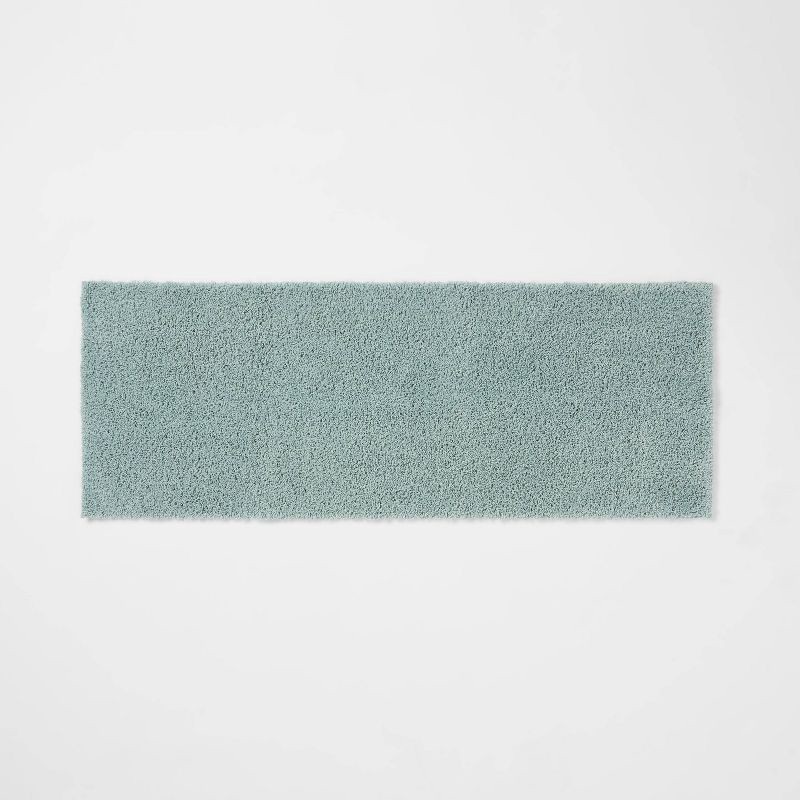 slide 1 of 4, 22"x60" Antimicrobial Bath Runner Aqua - Threshold™: Machine Washable, Tufted Polyester, Latex Backing, 1 ct