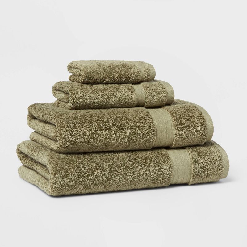 slide 4 of 5, Total Fresh Antimicrobial Oversized Bath Towel Olive Green - Threshold™: 100% Cotton, Low Lint, Machine Washable, 1 ct