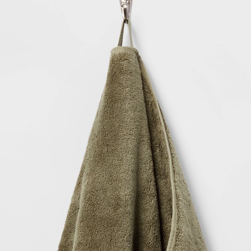 slide 5 of 5, Total Fresh Antimicrobial Oversized Bath Towel Olive Green - Threshold™: 100% Cotton, Low Lint, Machine Washable, 1 ct