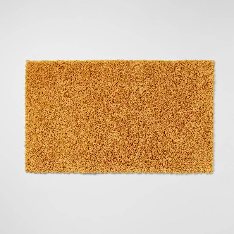 slide 1 of 4, 20"x34" Antimicrobial Bath Rug Gold - Threshold™: Machine Washable, Latex Backed, Tufted Polyester, 1 ct