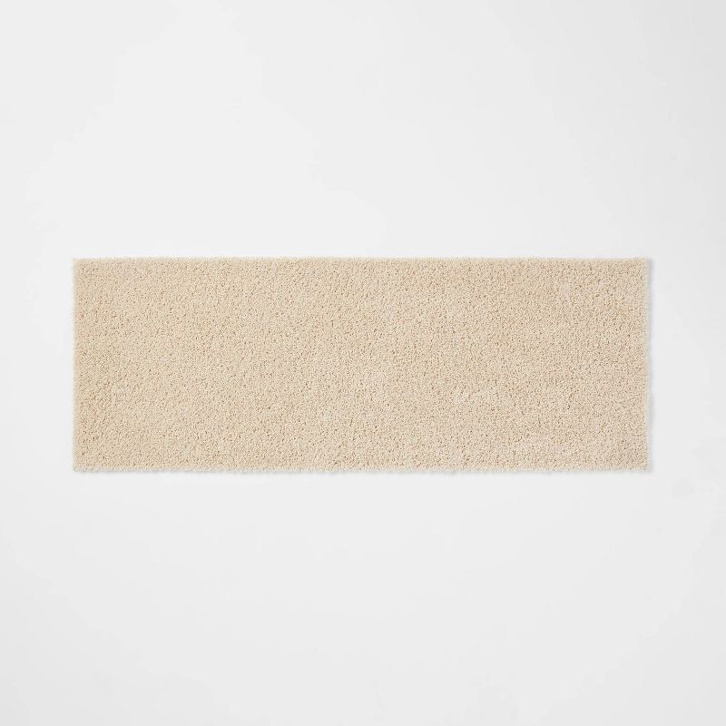 slide 1 of 4, 22"x60" Antimicrobial Bath Runner Tan - Threshold™: Machine Washable, Latex Backed, Tufted Polyester, 1 ct